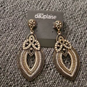Carol Dauplaise Gold and Cream Statement Earrings